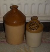 2 stoneware flagons J.G Settle Horncastle & Sharpe Fox & Sharpe