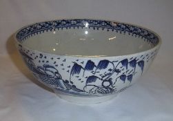 Blue painted late 18th c. pearlware bowl with chinoiserie patterns