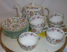 Minton Haddon Hall teapot, 5 cups, 6 saucers & sugar bowl