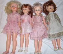 4 lg. Semco early 1960s dolls (3 in original clothes)