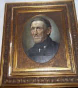 Gilt framed oil on canvas depicting elderly gentleman