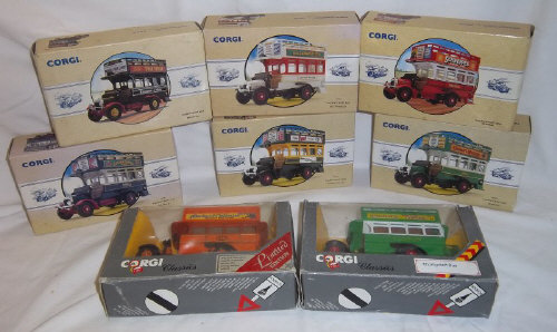 8 Corgi Classics Thornycroft buses `Norfolk` 96992, `Thomas Tilling` 96996, `General` 96987, `