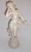 Cream painted stone figurine entitled `Celine` ht approx. 48cm