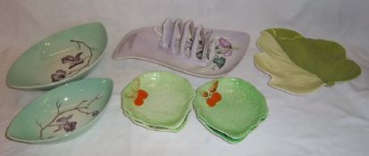 Sel. Carltonware inc. 2 Magnolia oval dishes, lg. Convolvulus dish & toast rack, 4 sm. cabbage