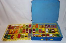 Matchbox `Superfast` carry case containing die cast vehicles