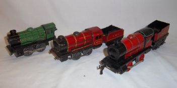 Hornby clockwork loco & tender, Chad Valley clockwork loco & tender & Hornby clockwork loco