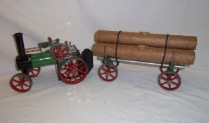 Mamod TE1 steam traction engine & Mamod log wagon