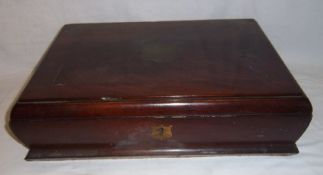 Mah. cutlery box with brass plaque 'James Keen Presented to his Nephews William, Benjamin & James