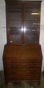 Geo oak bureau with later bookcase