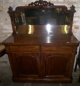 Vict. mah. chiffonier with mirror back & integral cellarette