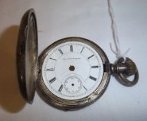 Columbus Ohio full hunter side winder pocket watch with engraved case