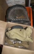 WWII childs gas mask with military issue gas mask