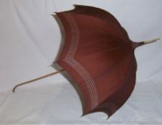 Childs parasol with bone finial & wooden handle