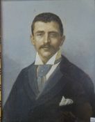 Gilt framed oil (on photograph?) depicting young gentleman size approx. 28.5cm x 37cm