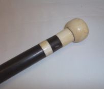 Rosewood walking stick with ivory knop handle