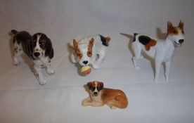 Royal Doulton spaniel, Royal Doulton terrier playing with a ball, Royal Doulton seated st. bernard &