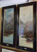 Pr framed oils on board 'By The Lochside' & 'In The Highlands' signed D Graham size approx. 29cm x