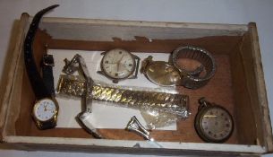 Buler De Luxe steel watch, Swiss pocket watch, gentlemans Rotary wristwatch on expanding strap etc.