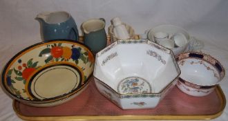 Wedgwood 'Kutani Crane' bowl, Falcon Ware hand-painted bowl, Denby jug etc.