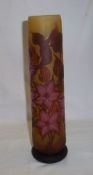 Cameo glass vase with floral dec. etched 'Galle' ht approx. 31cm