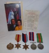 WWII group 1939-45 star, Italy star, Defence & War medals with Air Ministry slip, Royal Engineers