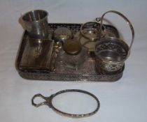 Ladies magnifying glass stamped 935 & sel. sm. S.P items inc. oversized drinking thimble, inkwell,
