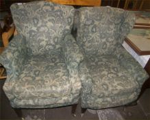 Pr Edw. upholstered armchairs