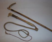 Riding crop with dogs head handle & S.P collar & horn handled swagger stick