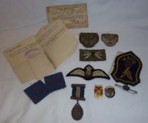 2 x WWII British Army dispatch riders badges, WWII R.A.F wireless operator cloth badge, R.A.F