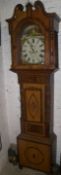 Oak 8 day longcase clock with painted face marked Bartle of Brigg