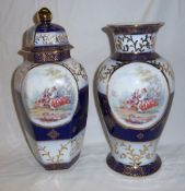 Roselle Occ. & Co Staffordshire lidded urn ht approx. 35cm & vase ht approx. 31cm both with