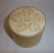 Ivory lidded pot with monkey design to the lid & base