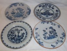 4 18th c. English delft plates