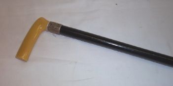 Ebonised walking stick with silver collar