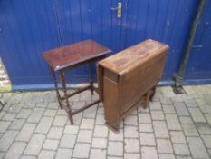 Occ. table with barley twist legs, trolley & sel. stools