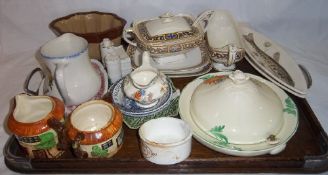 Ceramic jelly mould, Copeland Spode cream jug, Beswick 'Cottage Ware' milk jug & sugar bowl