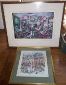 Lg. signed framed print "The Empty Chair" after Colin Carr & ltd ed framed print "Christmas in