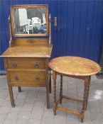 Oak dressing table with sm. oak barley twist table