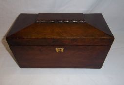 Rosewood sarcophagus shaped tea caddy