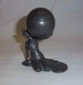 Pewter inkwell in the form of a lady