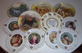 5 Royal Doulton plates with transfer printed dog designs, Royal Doulton transfer printed jug with