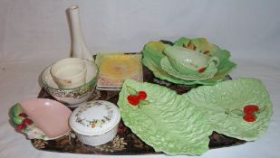 Sel. Carlton Ware dishes, 2 Beswick dishes, Crown Devon bud vase etc.