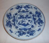 English delft tin glazed blue & white plate dia. approx. 21.5cm