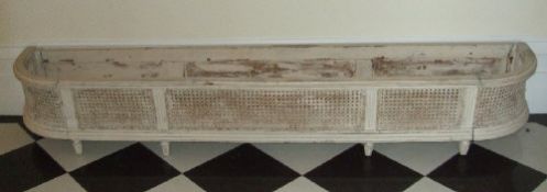 Painted wooden trough with bergere style sides length approx. 201cm