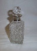 Cut glass scent bottle with silver collar Chester 1921