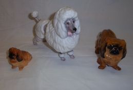 Royal Doulton French poodle HN2631, Royal Doulton pekingese HN1012 & sm. Royal Doulton seated