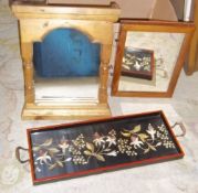 2 hanging mirrors & tray with embroidered insert