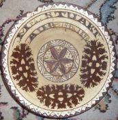 Lg. dairy bowl with sgraffito decoration for Mrs. Stuart 1890 Seaton Pottery, Aberdeen