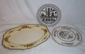 Royal Worcester `Scottie Wilson` totem pat. 10" plate, meat plate & Indian Tree serving plate