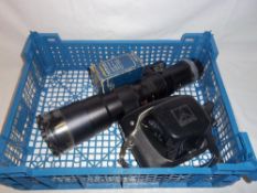Nikon telephoto lens, Praktica MTL5 camera with Carl Zeiss Jena lens & Dixons flash unit